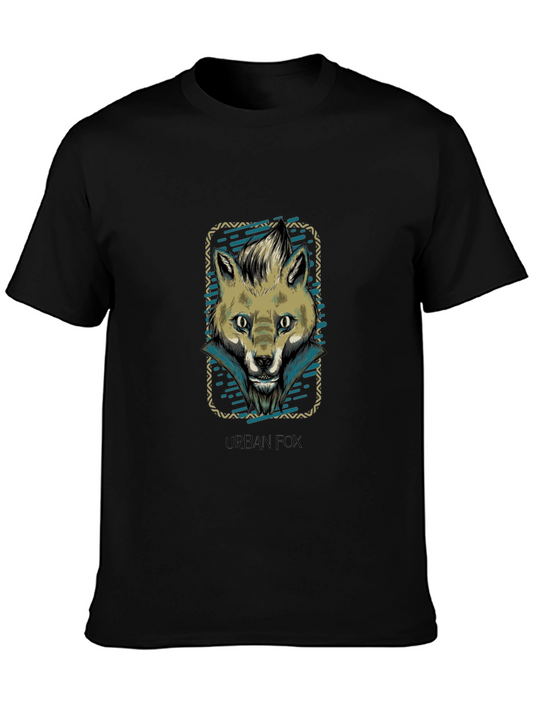 Urban Fox Graphic Print Black T-Shirt