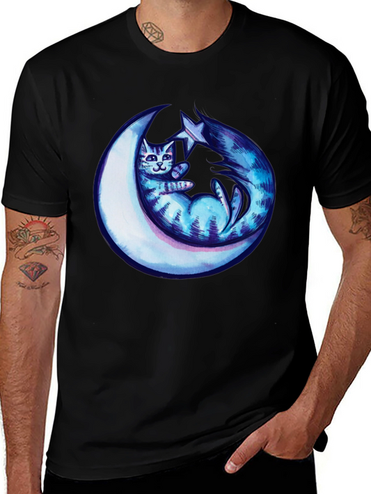 Cosmic Cat & Moon Graphic Tee