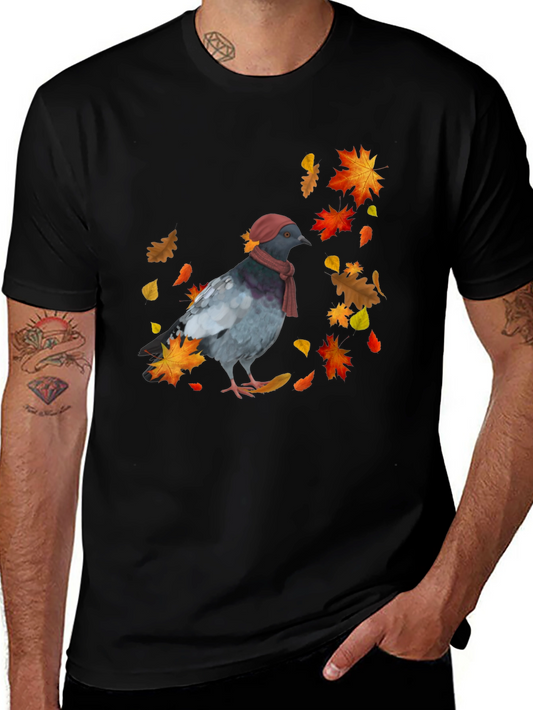 Pigeon Fall T-Shirt - Autumn Bird Tee