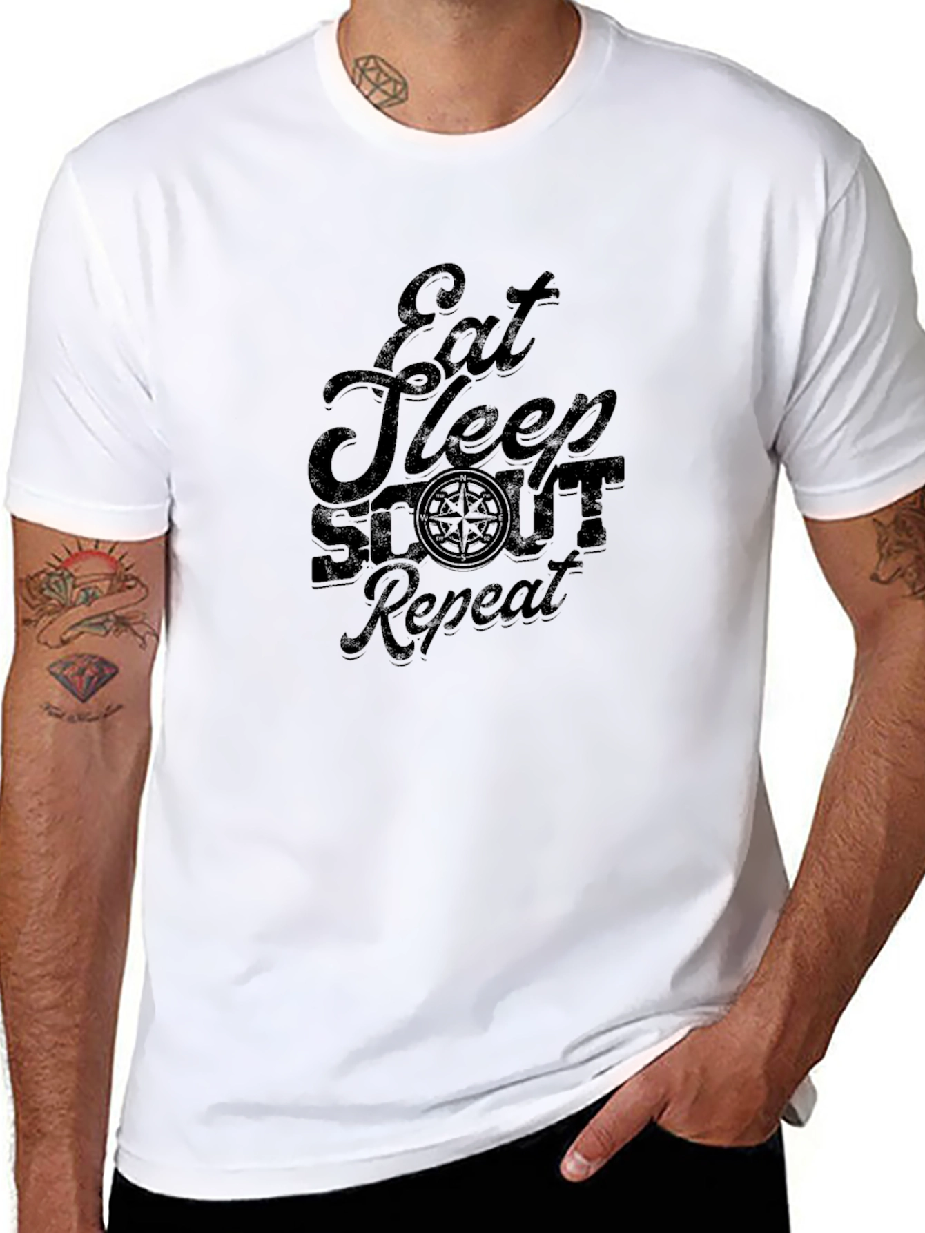 Eat Sleep Scout Repeat Black Graphic Tee