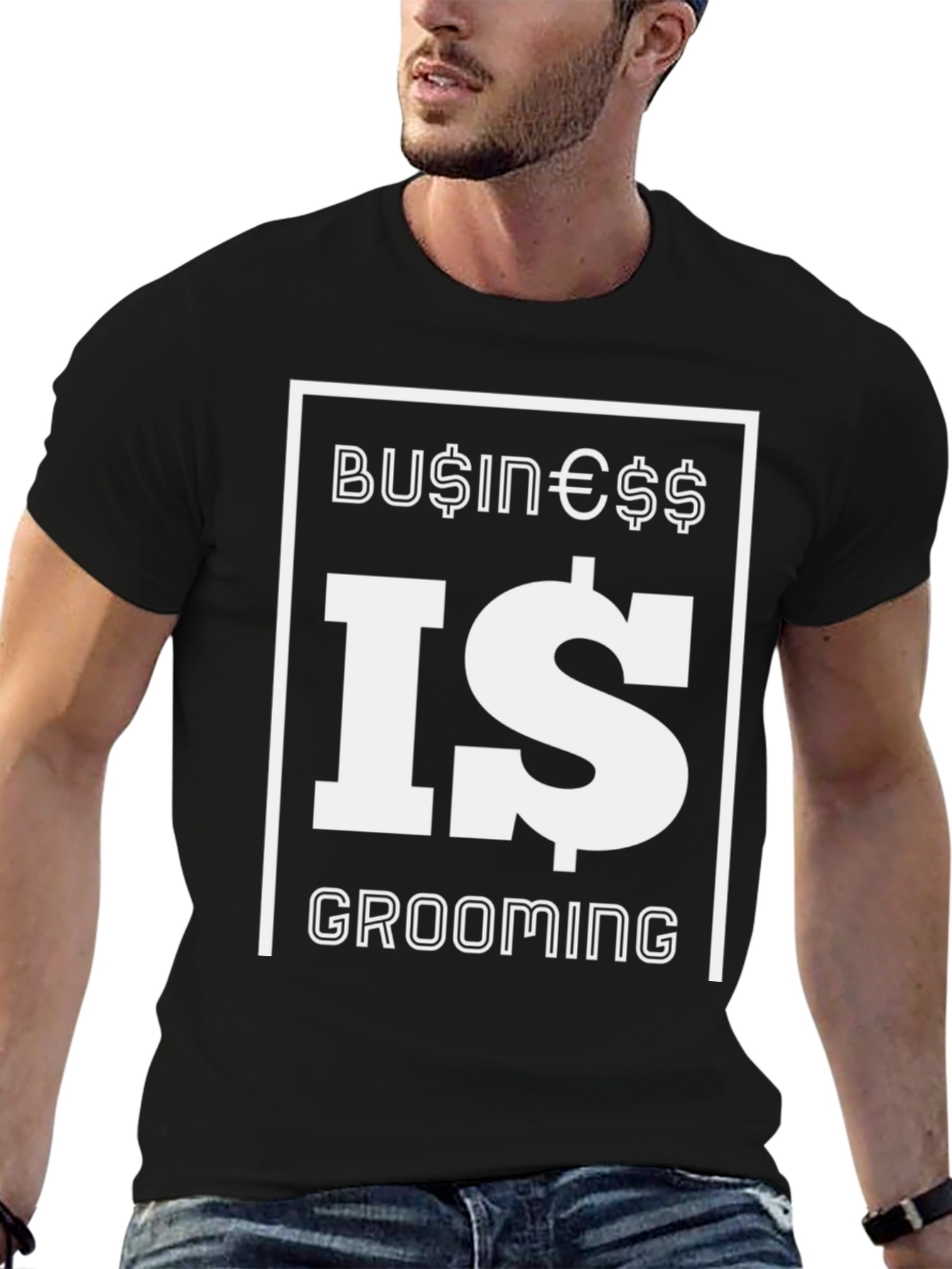 Business Is Grooming Graphic Tee - Stylish Black T-Shirt
