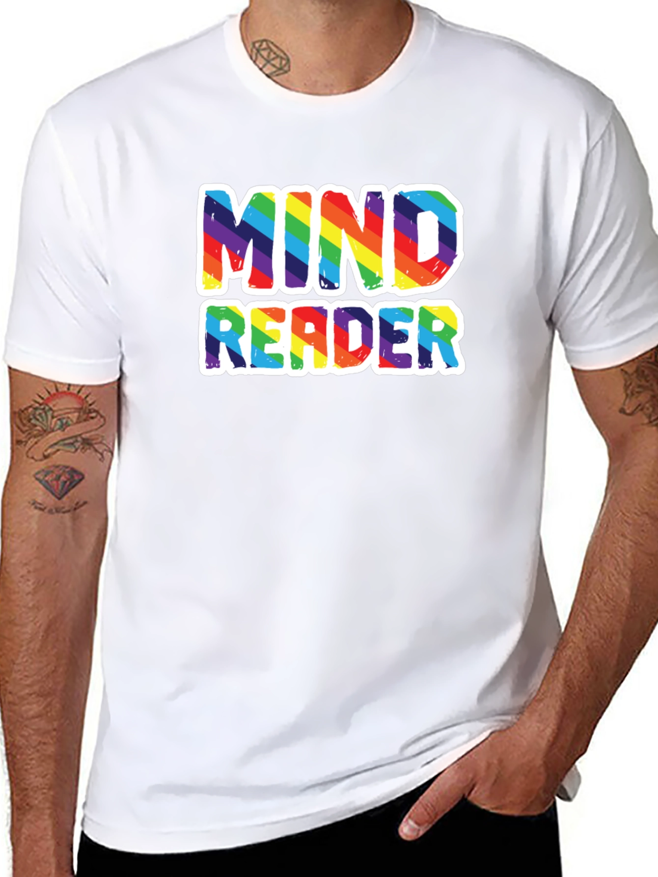 Mind Reader Rainbow Graphic Tee - Black Cotton T-Shirt