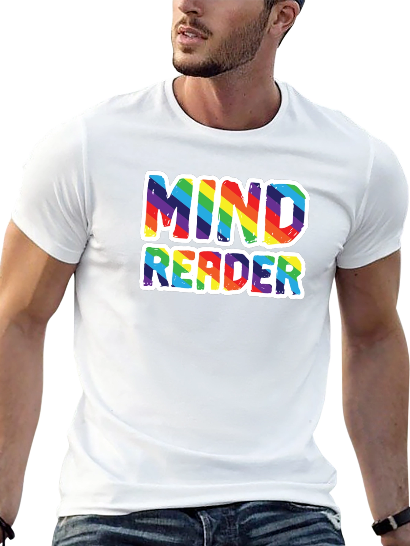 Mind Reader Rainbow Graphic Tee - Black Cotton T-Shirt
