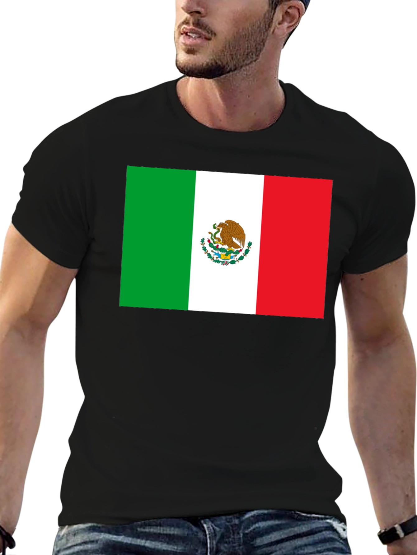 Mexican Flag Graphic Black T-Shirt