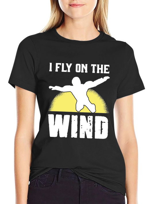 I Fly On The Wind Skydiving Black T-Shirt