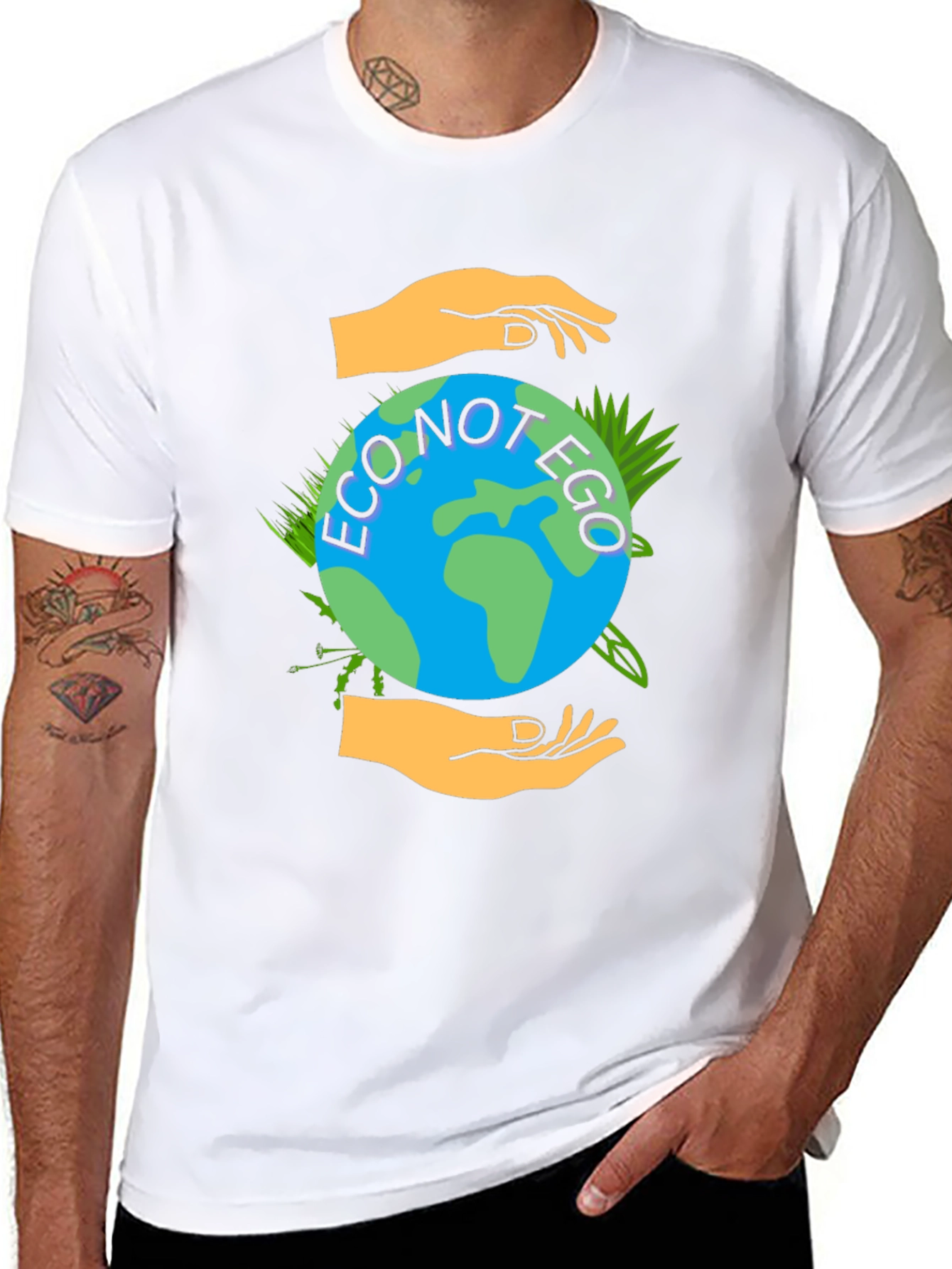 Eco Not Ego Graphic Tee - Earth Friendly Design