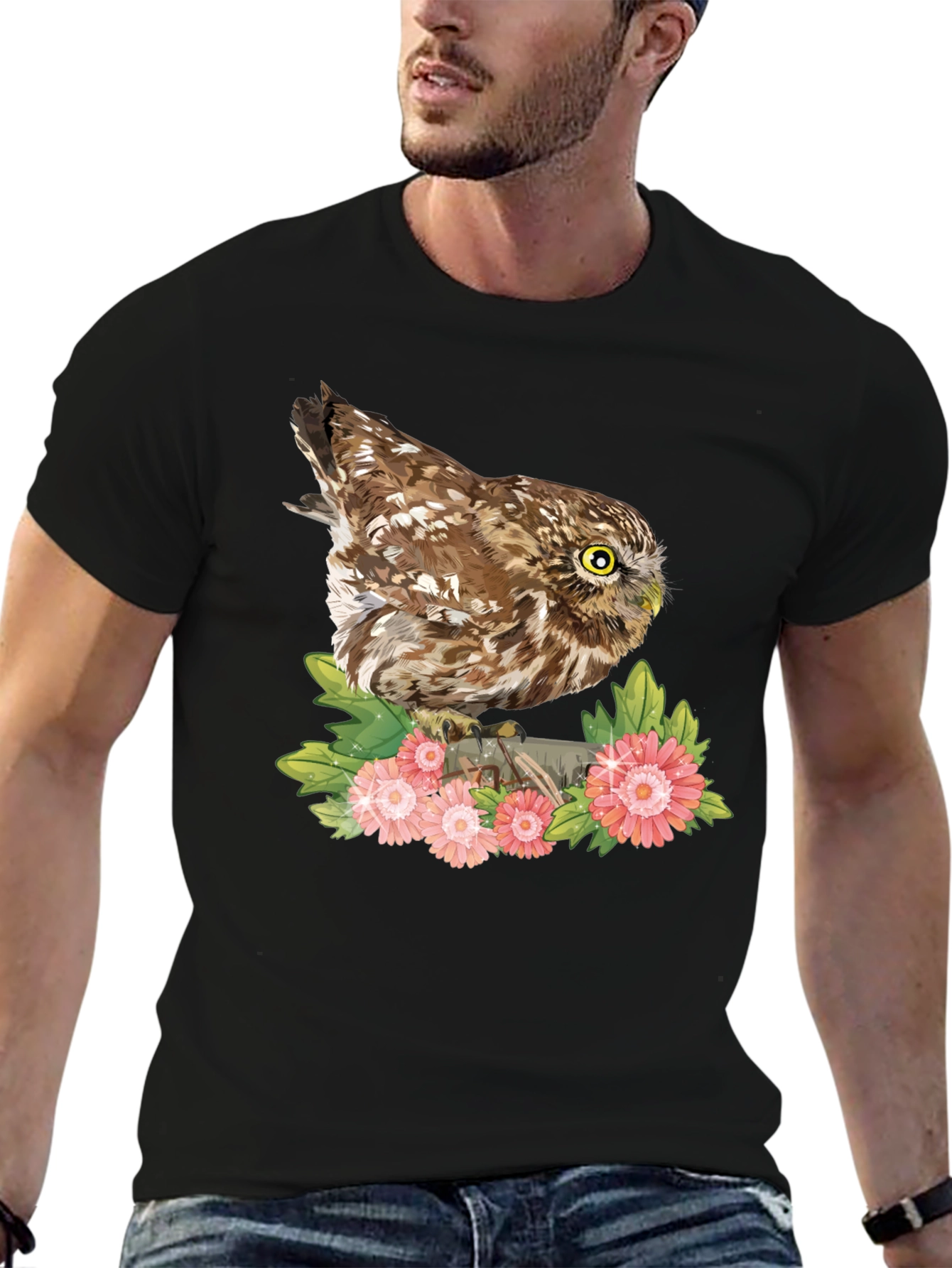Owl & Floral Print Tee
