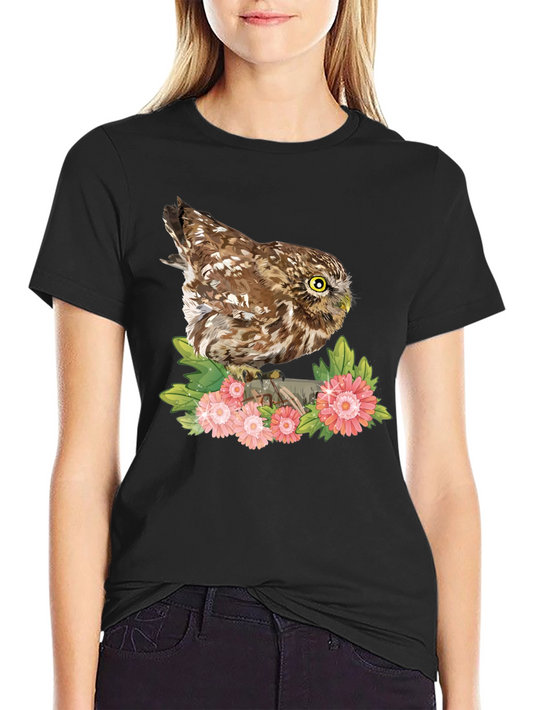 Owl & Floral Print Tee
