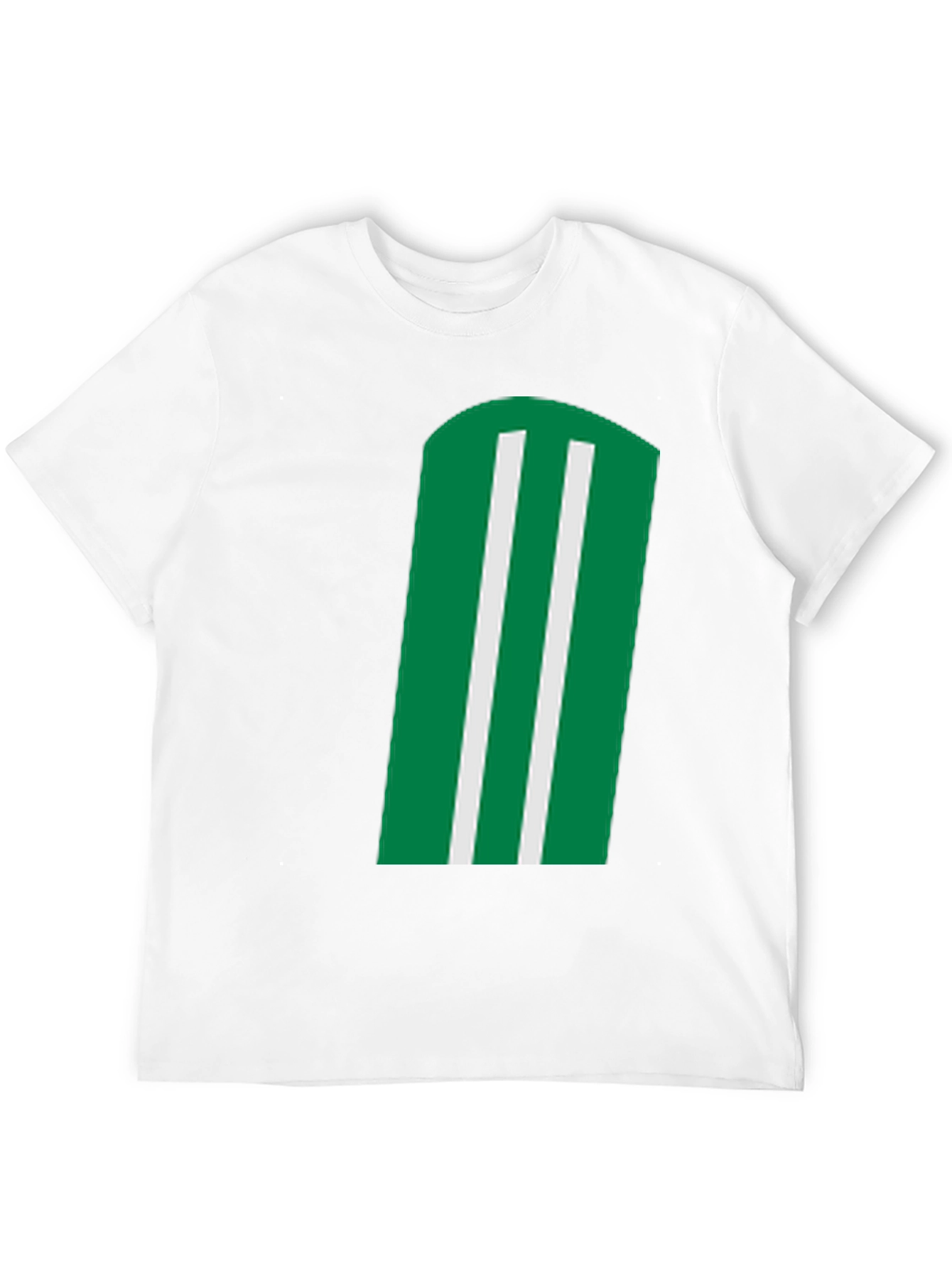 Green & White Striped Graphic Black T-Shirt