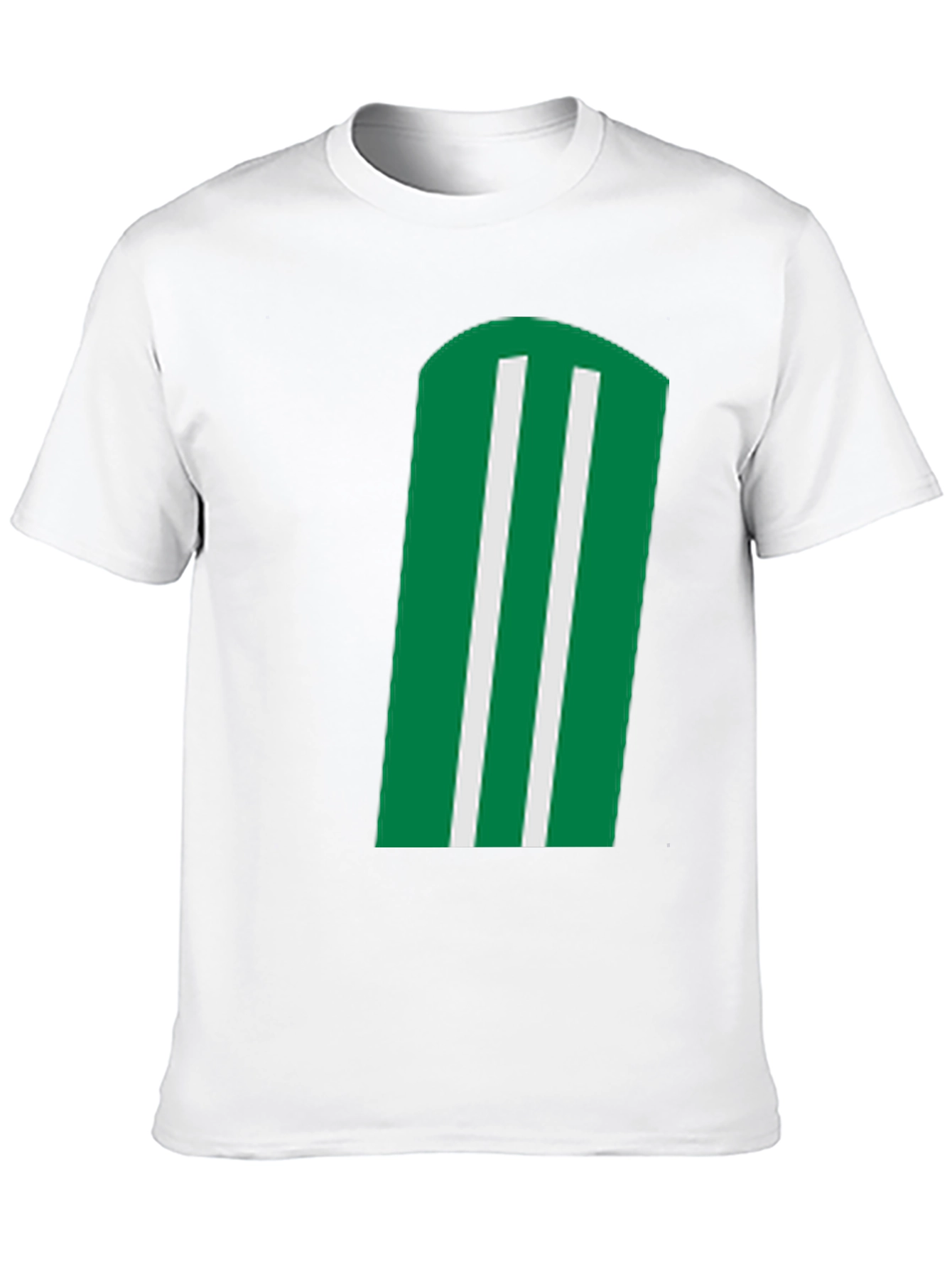 Green & White Striped Graphic Black T-Shirt