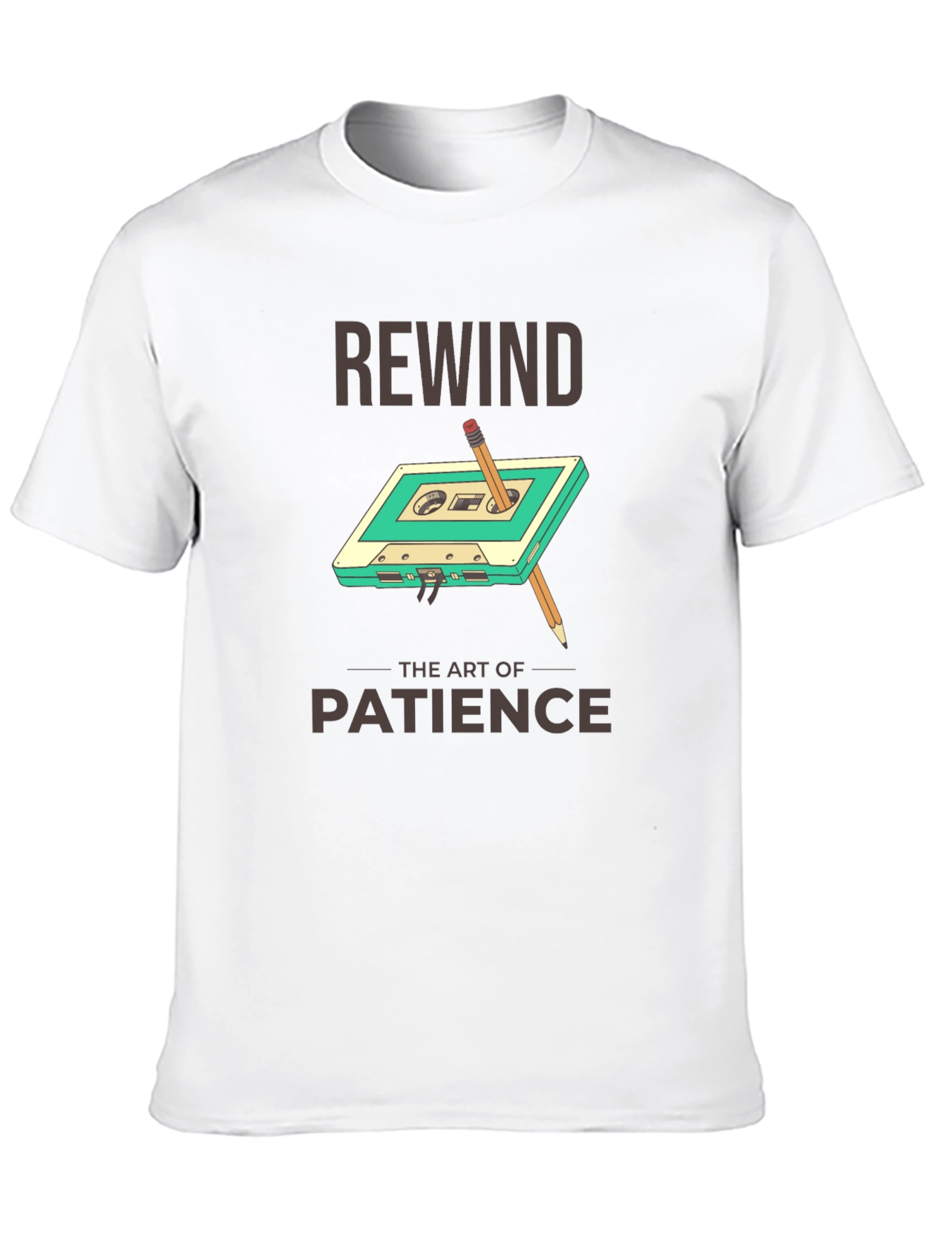 Rewind Patience Graphic Tee - Retro Cassette Design