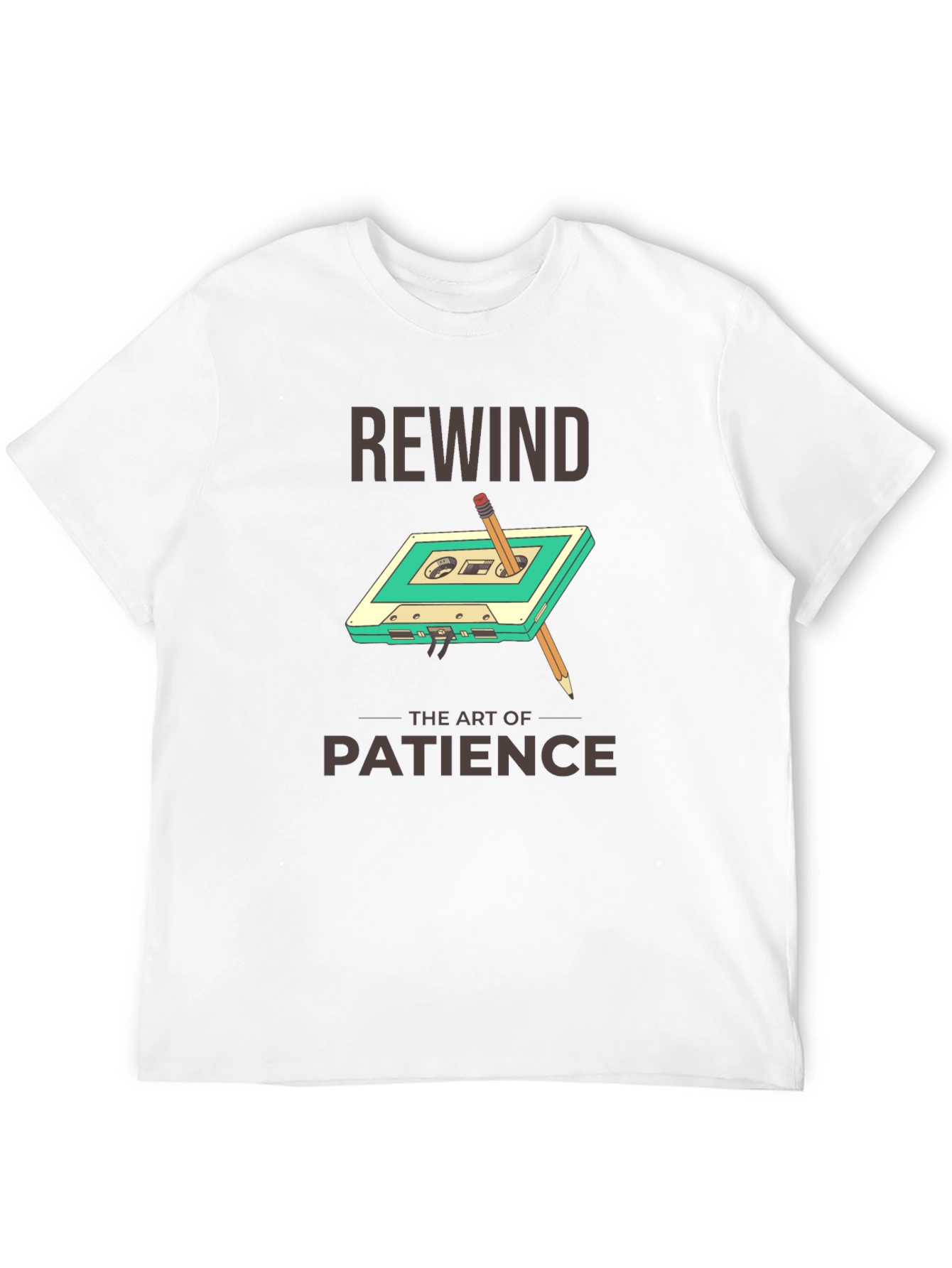 Rewind Patience Graphic Tee - Retro Cassette Design