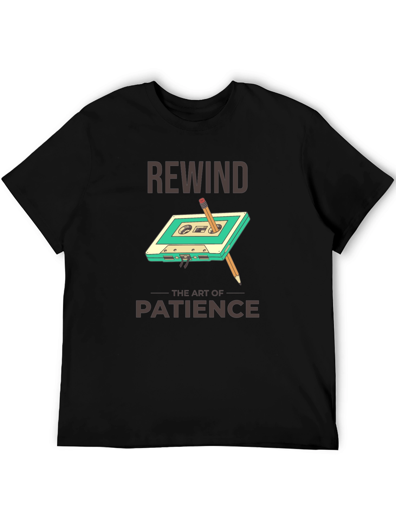 Rewind Patience Graphic Tee - Retro Cassette Design