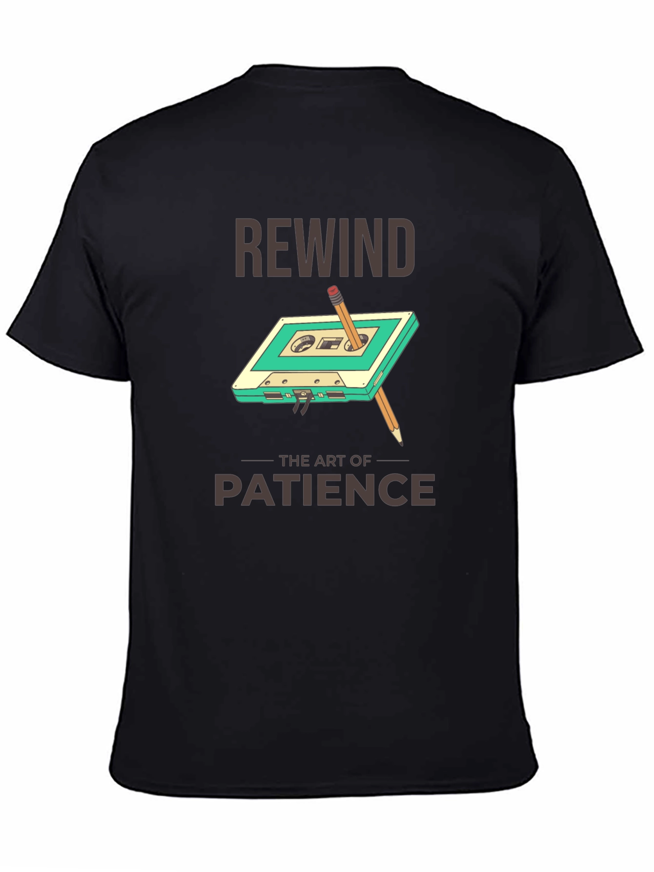 Rewind Patience Graphic Tee - Retro Cassette Design