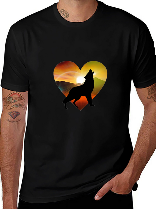 Wolf Heart Graphic T-Shirt - Mens Black Tee
