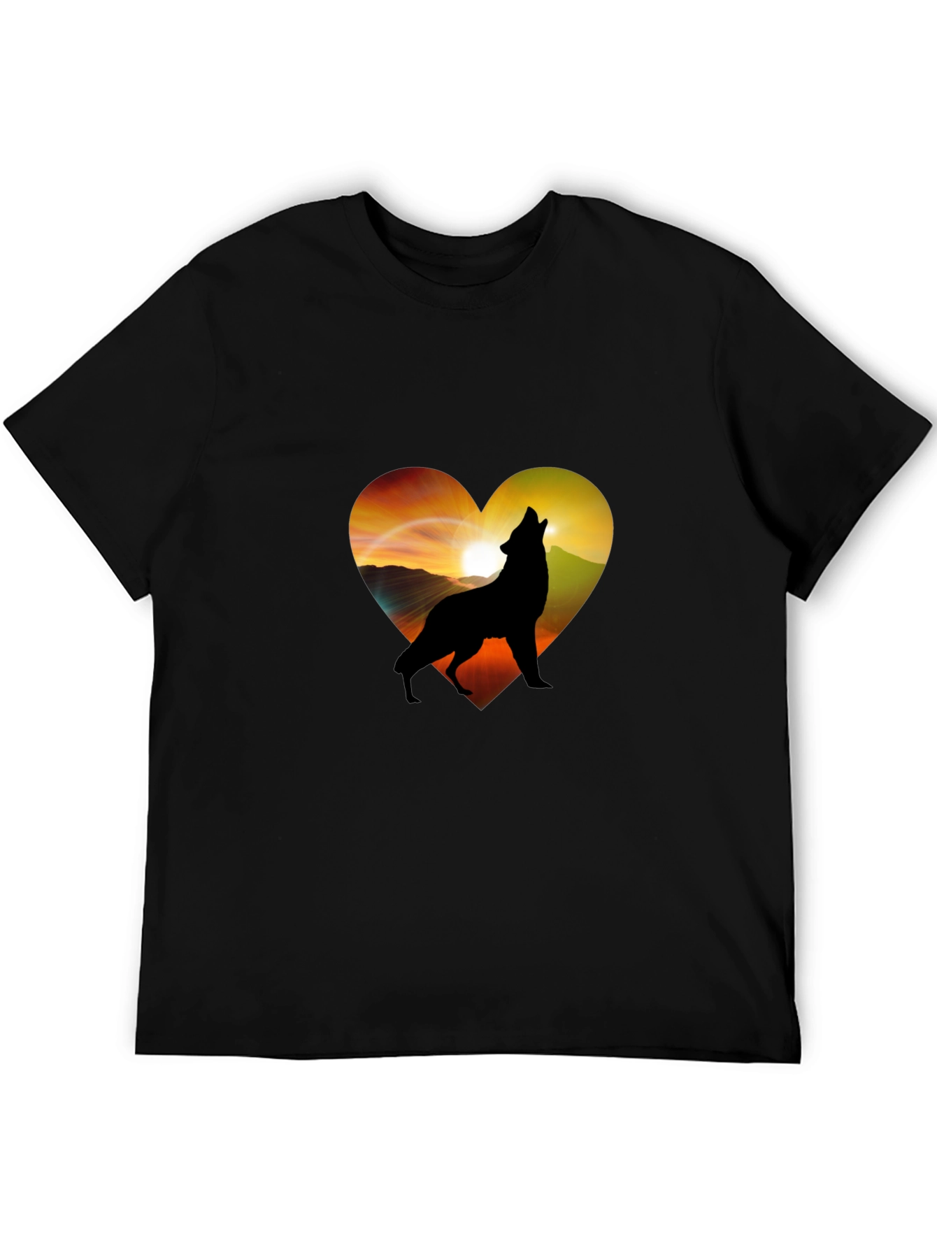 Wolf Heart Graphic T-Shirt - Mens Black Tee