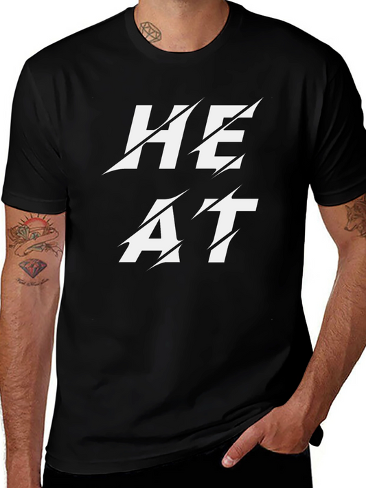 Heat Slashed Text Graphic Black T-Shirt