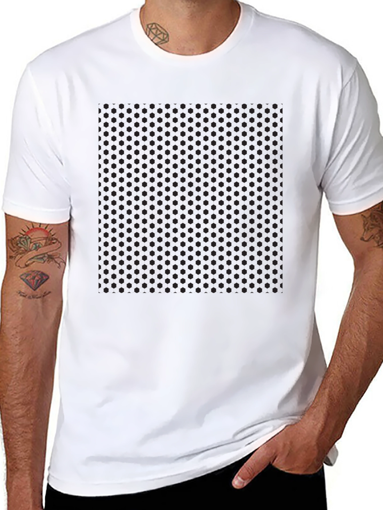 Mens Black Polka Dot Pattern T-Shirt