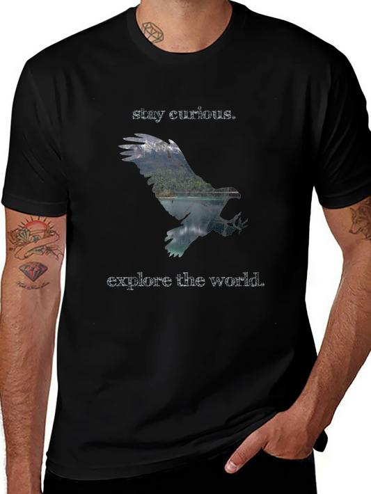 Stay Curious Eagle Graphic Tee - Explore the World