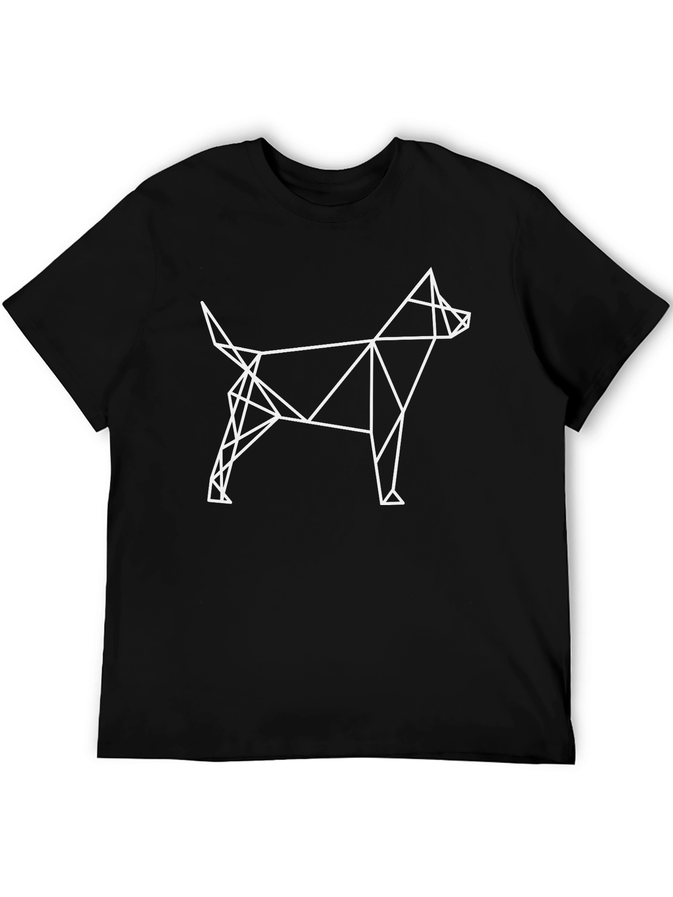 Geometric Dog Graphic Black T-Shirt