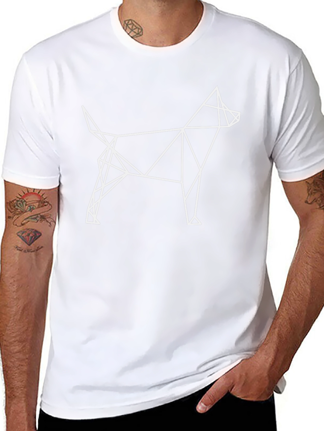 Geometric Dog Graphic Black T-Shirt