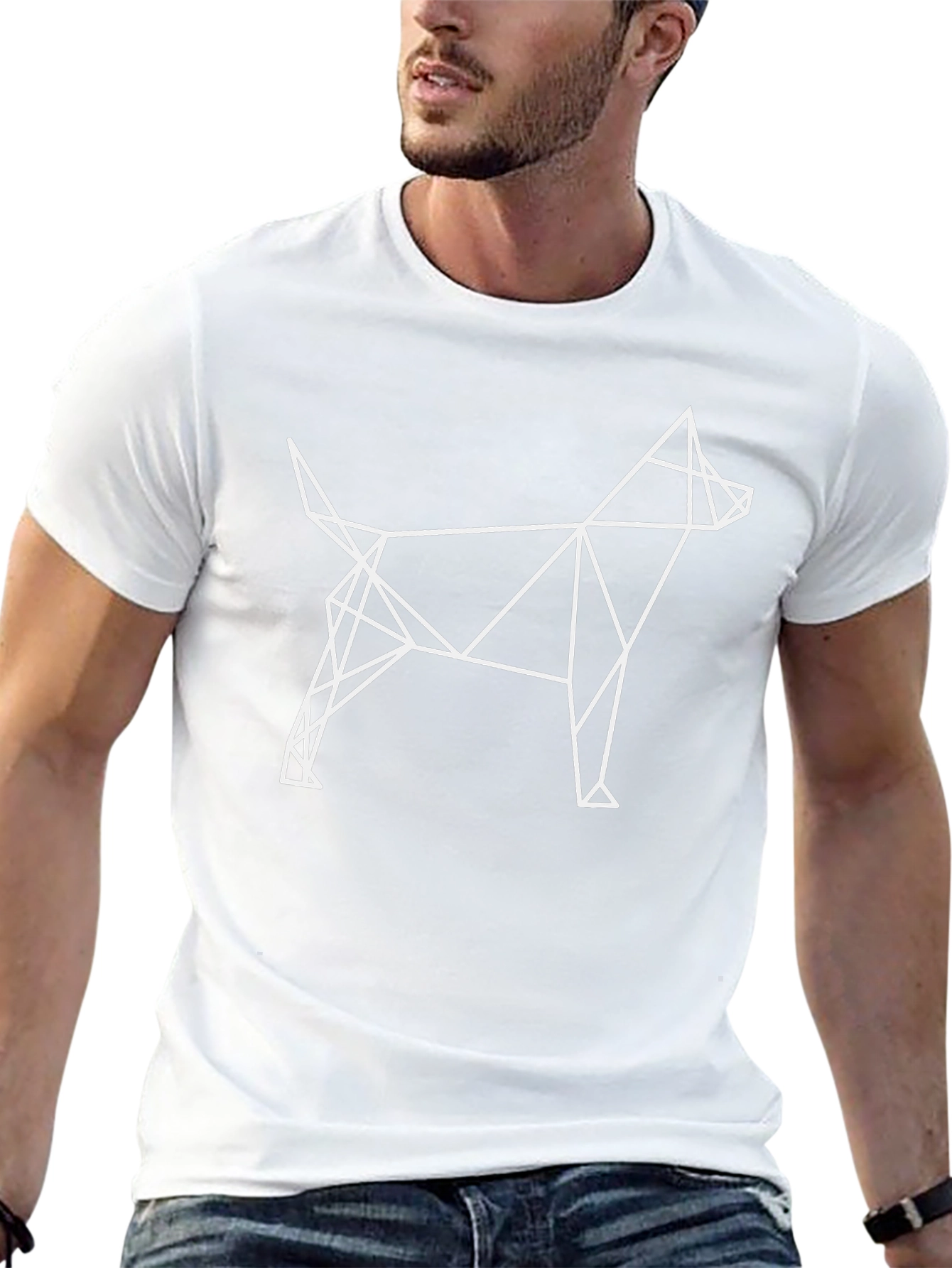 Geometric Dog Graphic Black T-Shirt