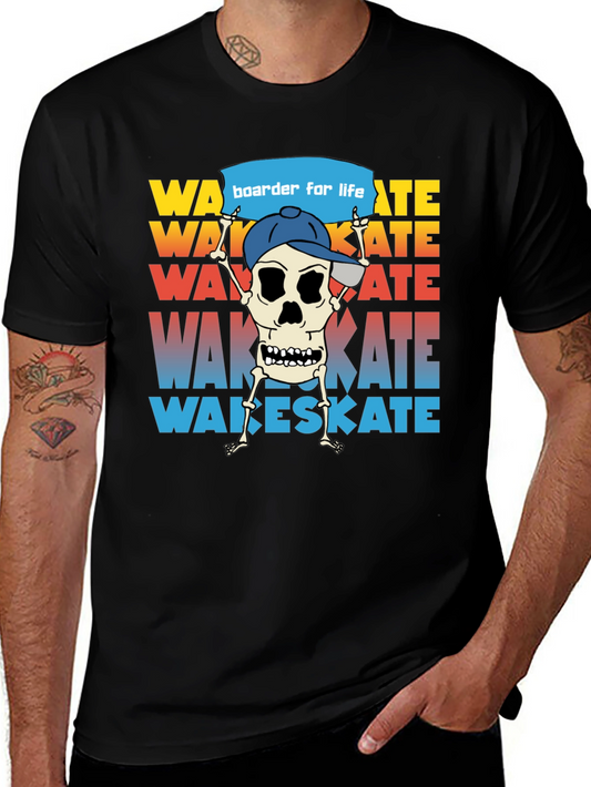 Wake Skate Skeleton Graphic T-Shirt