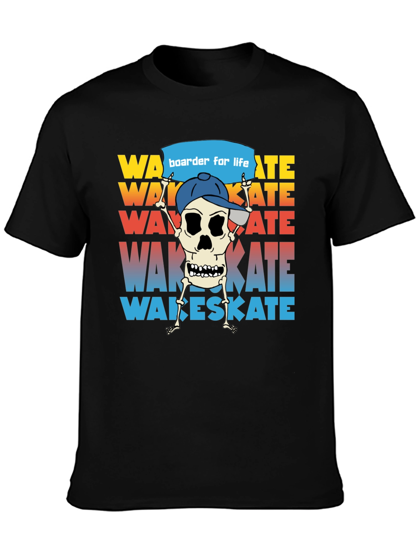 Wake Skate Skeleton Graphic T-Shirt