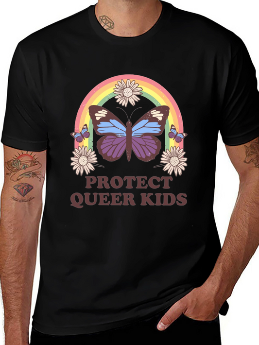 Protect Queer Kids Butterfly Rainbow T-Shirt