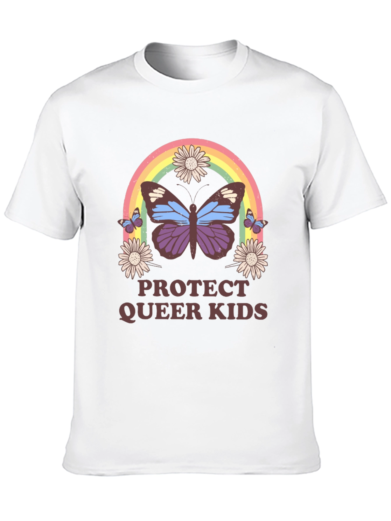 Protect Queer Kids Butterfly Rainbow T-Shirt