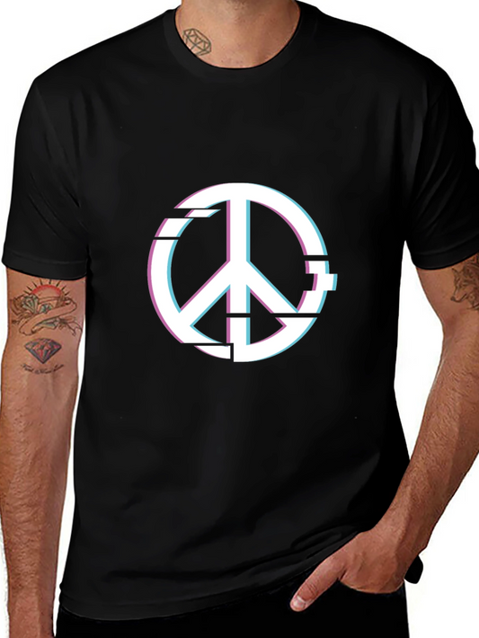 Peace Glitch Graphic Tee - Trendy Streetwear