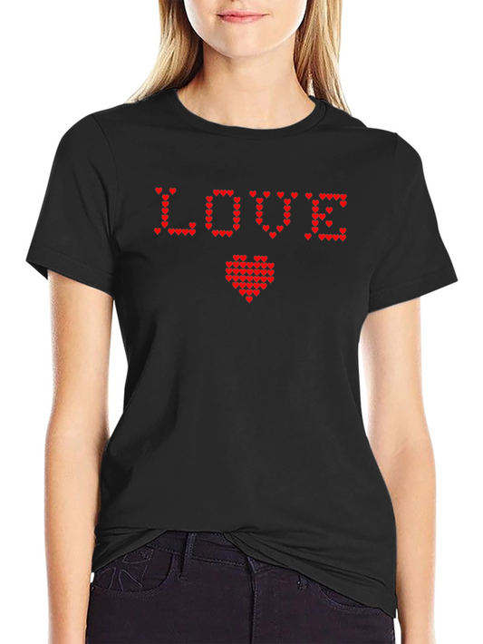 Heart Pixel Love Graphic Tee - Soft Cotton Blend
